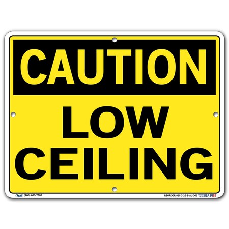 Vestil Sign, Caution, 12.5x9.5", Aluminum, .063, SI-C-26-B-AL-063 SI-C-26-B-AL-063